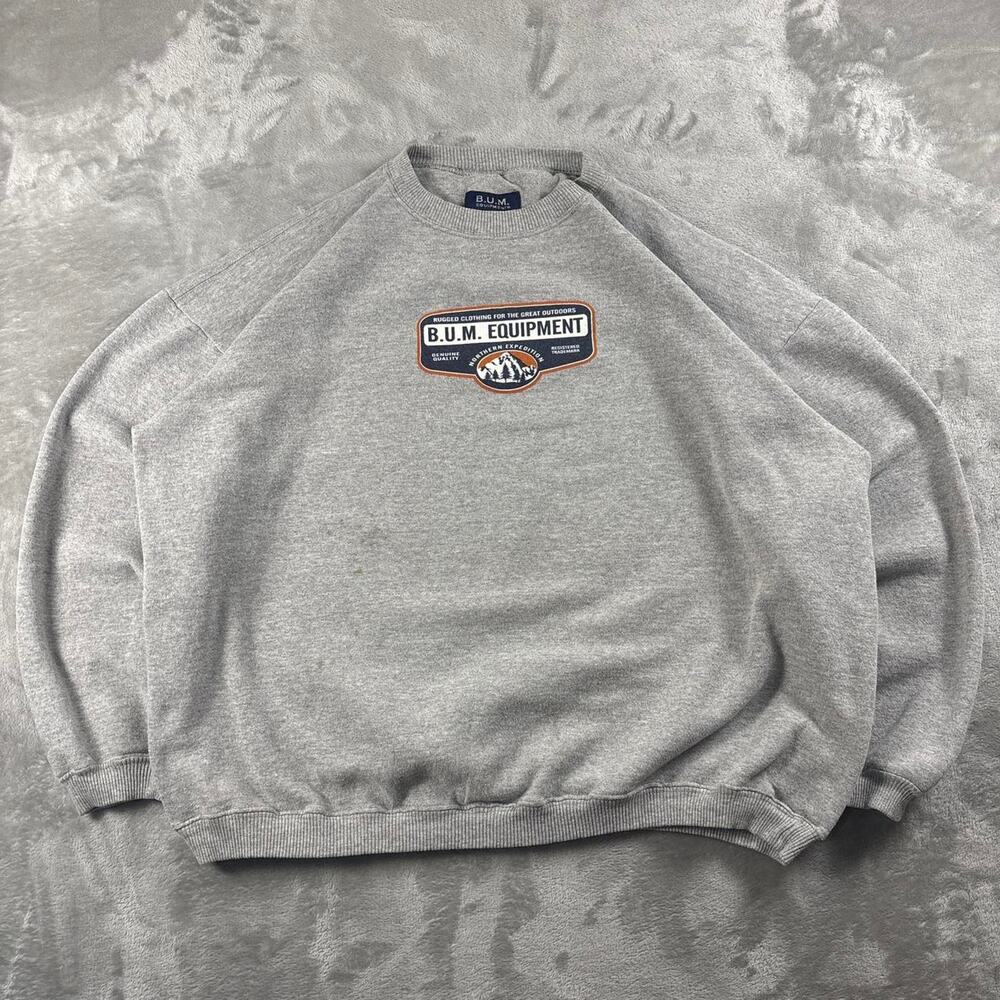 Vintage B.U.M. Equipment Sweatshirt Men’s XL Gray Crewneck 90s Logo